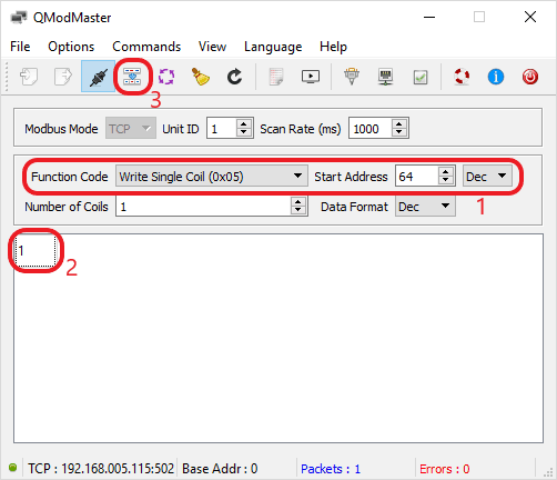 qModMaster Turn Relay ON