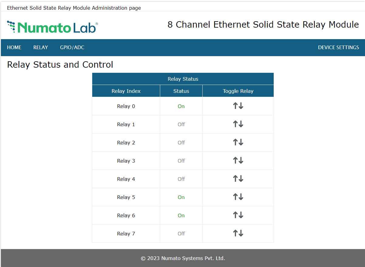 8 Channel Ethernet SS Relay Status and Control