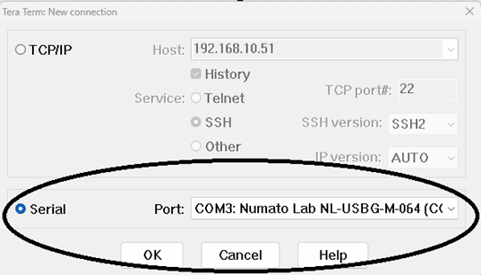 Teraterm USB MOSFET Select COMPort
